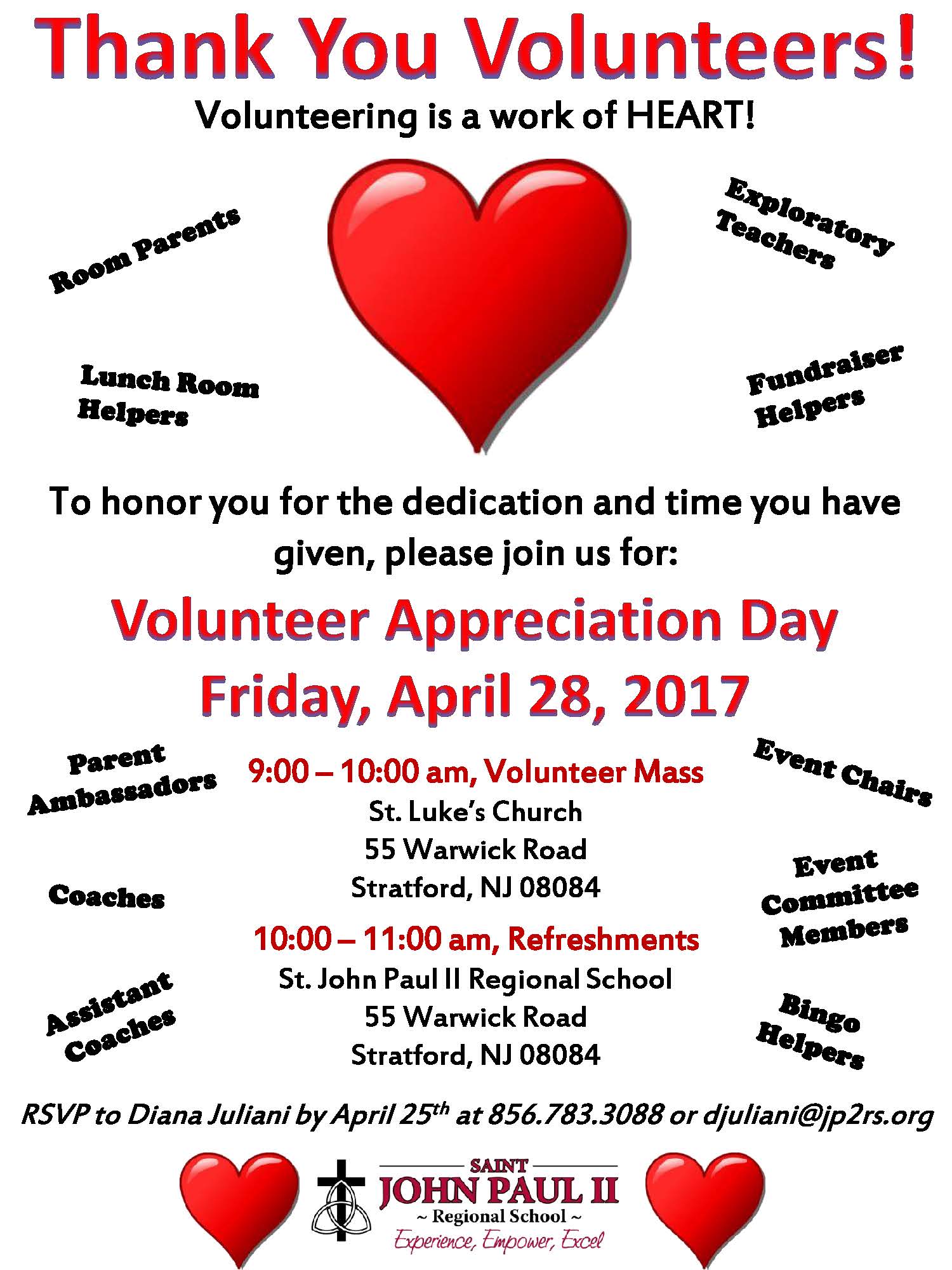 Volunteer Invite-Heart Theme – St. John Paul II Regional School